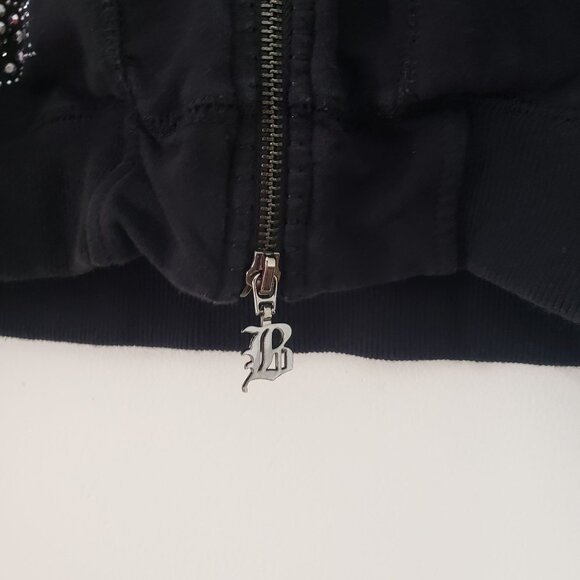 BCBG Maxazria Womens Y2K Black‎ Rhinestone Studded Track Jacket Size M Bling - Picture 4 of 12
